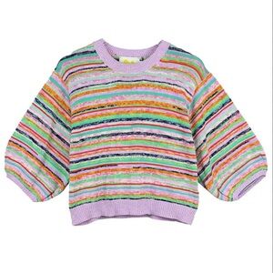 Kerri Rosenthal, Lala Cashmere Sweater Messy Stripe Multi, size XS.